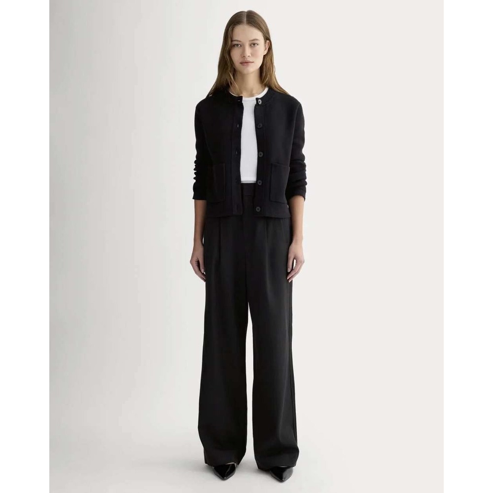 Everlane THE DRAPER PLEATED PANT IN BUTTERSMOOTH Wide Leg Washed Black Tencel Sm